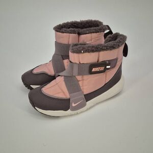 Nike Snow Boots Pink Gray Winter Flex Advance Girls Youth 3Y